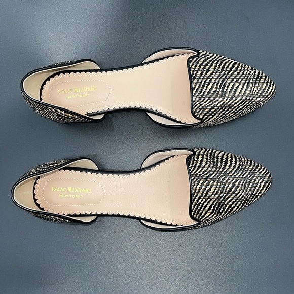 Isaac Mizrahi Size 10 NWOT Black and Tan Rattan Woven Slip-On Shoes - Picture 6 of 10